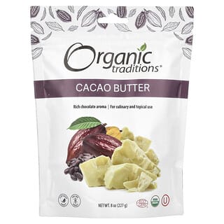 Organic Traditions, Beurre de cacao, 227 g