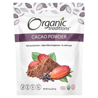 Organic Traditions, Cacao en poudre, 227 g