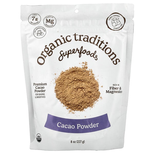 Organic Traditions, Superfoods, Cacao Powder, 8 oz (227 g) — product photo 1