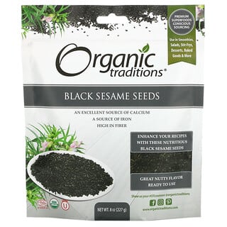 Organic Traditions, Graines de sésame noir, 227 g