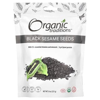 Organic Traditions, семена черного кунжута, 227 г (8 унций)