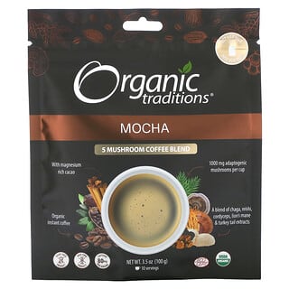 Organic Traditions, 5 Mushroom 커피 블렌드, 모카, 100g(3.5oz)