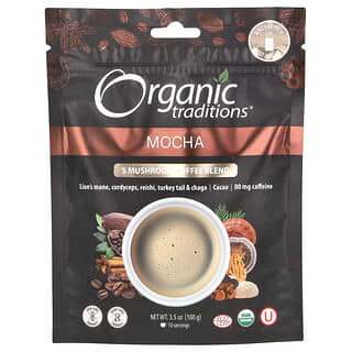 Organic Traditions, Mezcla de café con 5 hongos, Moca`` 100 g (3,5 oz)