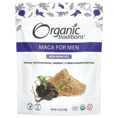 Organic Traditions, Maca For Men with Probiotics, 150 g