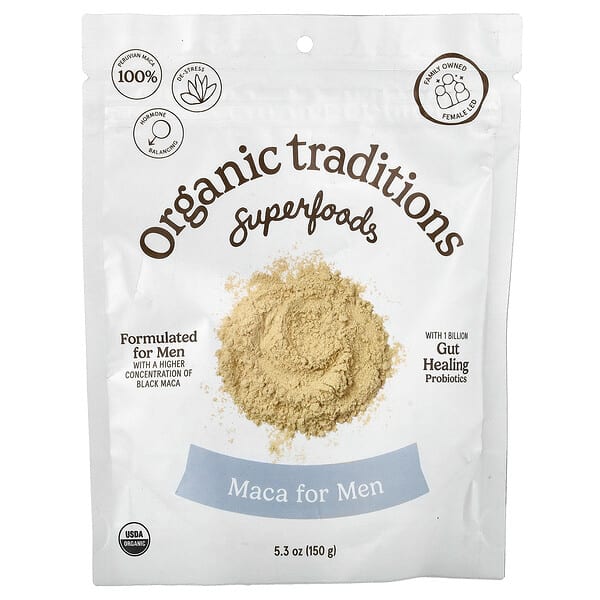 Organic Traditions, Maca pre mužov s probiotikami, 150 g
