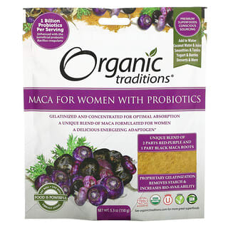 Organic Traditions, Maca pour femmes avec probiotiques, 150 g