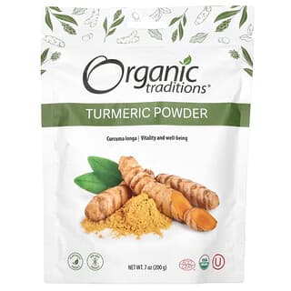 Organic Traditions, Cúrcuma en polvo, 200 g (7 oz)