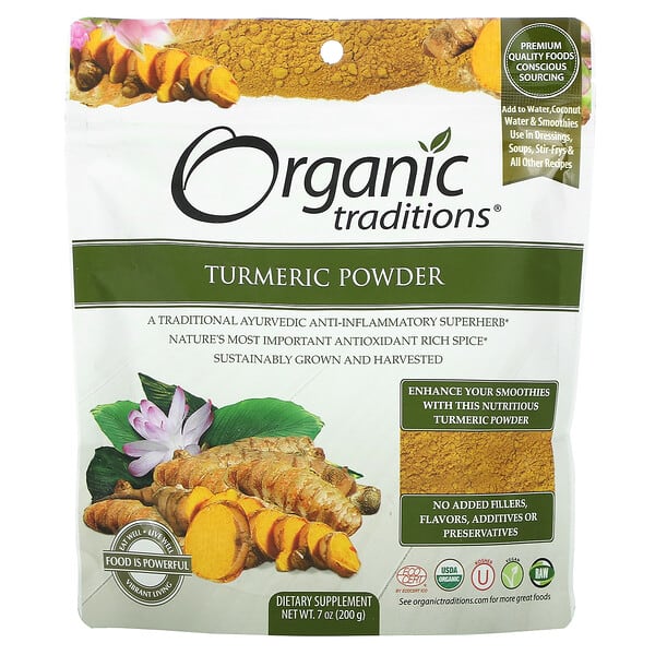 Organic Traditions, 강황 분말, 200g(7oz)
