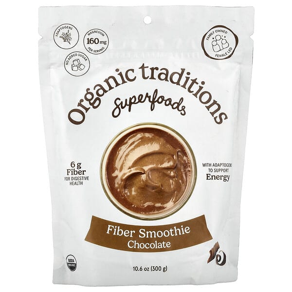 Organic Traditions, Superfoods, Fiber Smoothie, Chocolate, 10.6 oz (300 g) — product photo 1