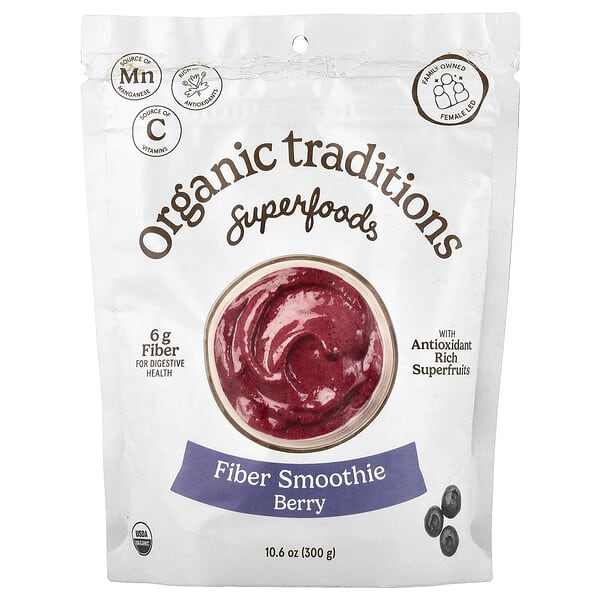 Organic Traditions, Superfoods, Fiber Smoothie, Berry, 10.6 oz (300 g) — product photo 1