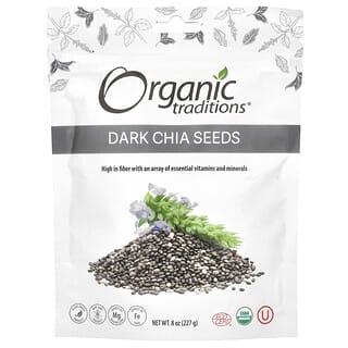 Organic Traditions, Dark Chia Seeds, dunkle Chiasamen, 227 g (8 oz.)