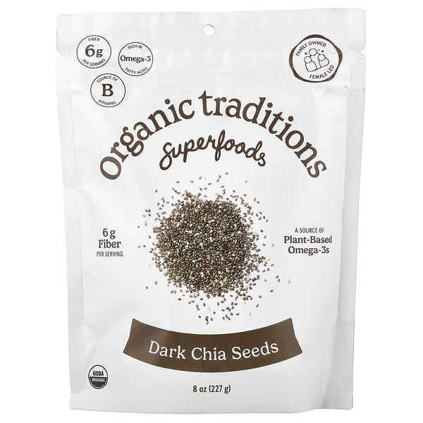 Organic Traditions, Superfoods, Dark Chia Seeds, 8 oz (227 g) — product photo 1