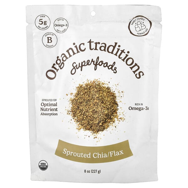 Organic Traditions, Superfoods, Sprouted Chia/Flax, 8 oz (227 g) — product photo 1