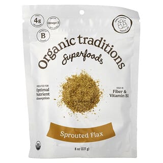 Organic Traditions, スプラウトフラックスシード（亜麻仁）パウダー、227g（8オンス）