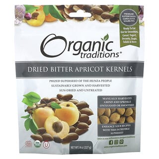 Organic Traditions, Granos de albaricoque amargo deshidratados`` 227 g (8 oz)