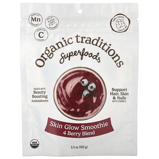 Organic Traditions, Superfoods, смузи для сияния кожи, смесь из 4 ягод, 100 г (3,5 унции)