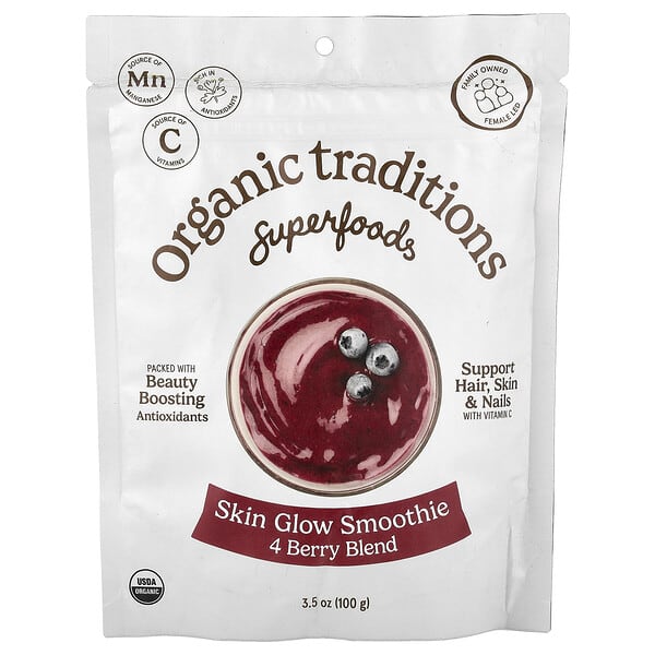 Organic Traditions, Superfoods, Skin Glow Smoothie, 4 Berry Blend, 3.5 oz (100 g) — product photo 1