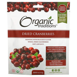 Organic Traditions, Canneberges séchées, 113 g