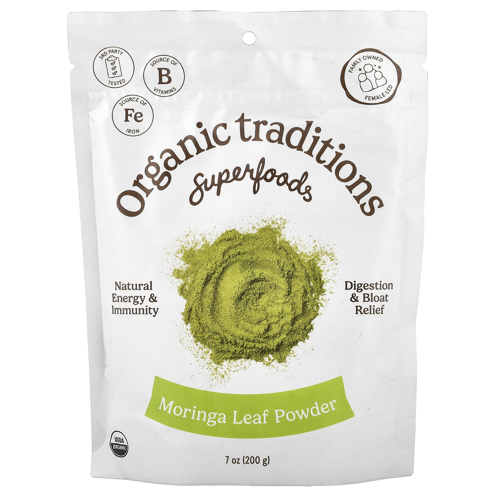 Organic Traditions Superfoods, Moringa Leaf Powder – 200 g de Organic Traditions