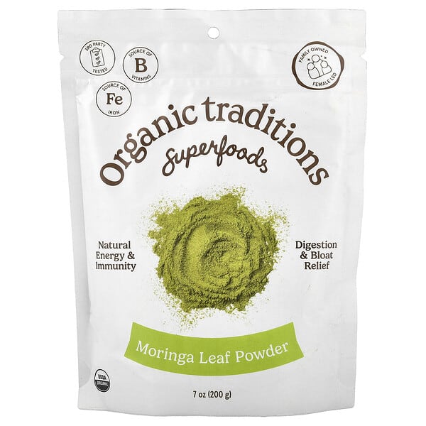 Organic Traditions, Superfoods, Moringa Leaf Powder, 7 oz (200 g) — product photo 1