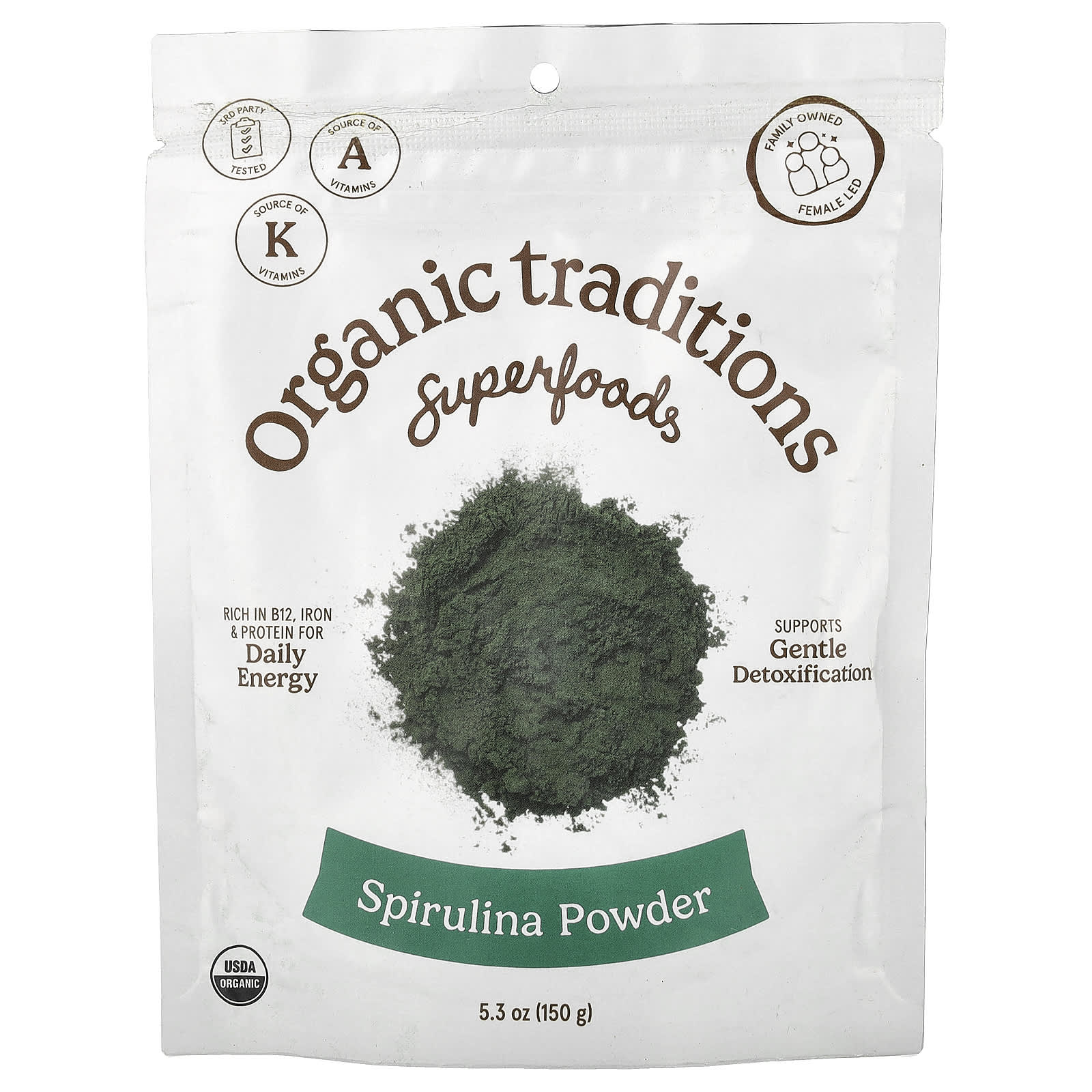 Organic Traditions Superfoods, Spirulina Powder – 150 g de Organic Traditions
