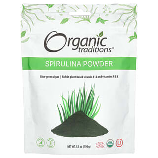 Organic Traditions‏, אבקת ספירולינה, 150 גרם (5.3 אונקיות)