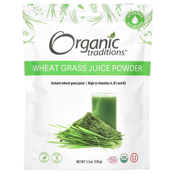 Organic Traditions Wheat Grass Juice Powder 53 Oz 150 G 9698