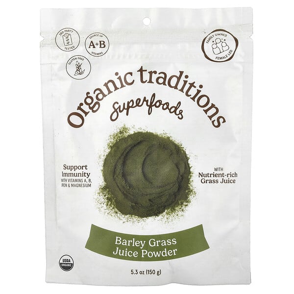 Organic Traditions, Superfoods, Barley Grass Juice Powder, 5.3 oz (150 g) — product photo 1