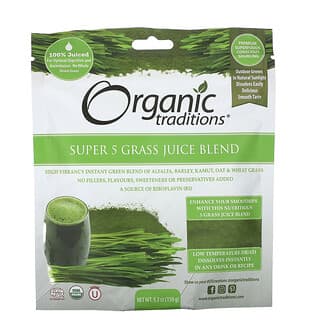 Organic Traditions, Super 5 Grass Juice Blend, 150 g (5,3 oz.)