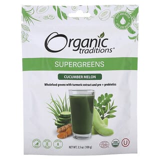 Organic Traditions, Supergreens，黄瓜甜瓜香，3.5 盎司（100 克）