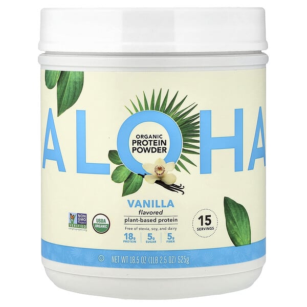 Aloha, Organic Protein Powder, Vanilla, 1 lb 2.5 oz (525 g) — product photo 1
