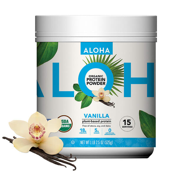 Aloha, Organic Protein Powder, Vanilla, 1 lb 2.5 oz (525 g) — product photo 1