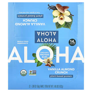 Aloha, Organic Protein Bars, Vanilla Almond Crunch, 12 Bars, 1.98 oz (56 g) Each
