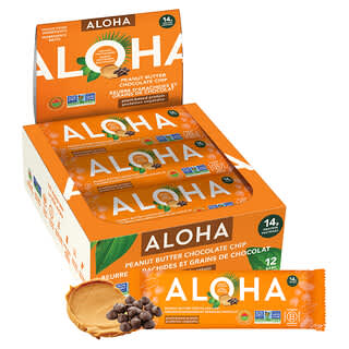 Aloha, Organic Protein Bars, Peanut Butter Chocolate Chip, 12 Bars, 1.98 oz (56 g) Each
