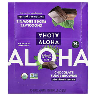 Aloha, Organic Protein Bars, Chocolate Fudge Brownie, 12 Bars, 1.98 oz (56 g) Each