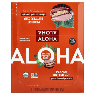 Aloha, Organic Protein Bars, Peanut Butter Cup, 12 Bars, 1.98 oz (56 g) Each