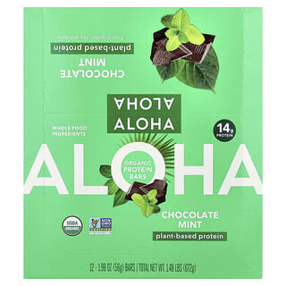 Aloha, Organic Protein Bars, Chocolate Mint, 12 Bars, 1.98 oz (56 g) Each