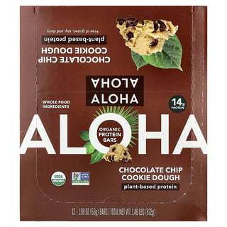 Aloha, Organic Protein Bars, Chocolate Chip Cookie Dough, 12 Bars, 1.98 oz (56 g) Each