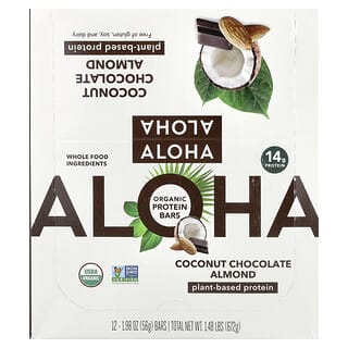 Aloha‏, Organic Protein Bars, Coconut Chocolate Almond, 12 Bars, 1.98 oz (56 g) Each