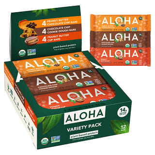 Aloha, Organic Protein Bars, Variety Pack, 12 Bars, 1.98 oz (56 g) Each