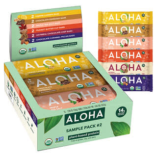 Aloha, Batoane proteice organice, pachet variat, 12 batoane, 56 g (1,98 oz)