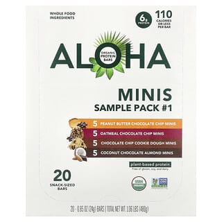 Aloha, Organic Protein Mini Bars, Sample Pack #1, 20 Bars, 0.85 oz (24 g) Each