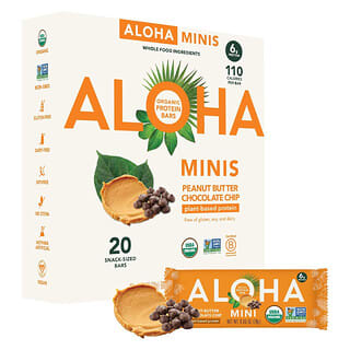 Aloha, Organic Protein Mini Bars, Peanut Butter Chocolate Chip, 20 Bars, 0.85 oz (24 g) Each