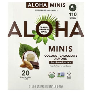Aloha, Organic Protein Mini Bars, Coconut Chocolate Almond, 20 Bars, 0.85 oz (24 g) Each