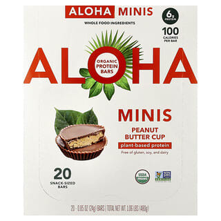 Aloha, Organic Protein Mini Bars, Peanut Butter Cup, 20 Bars, 0.85 oz (24 g) Each