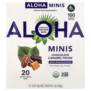 Aloha, Organic Protein Mini Bars, Chocolate Caramel Pecan, 20 Bars, 0.85 oz (24 g) Each