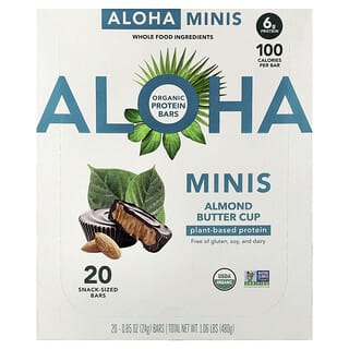 Aloha, Organic Protein Mini Bars, Almond Butter Cup, 20 Bars, 0.85 oz (24 g) Each