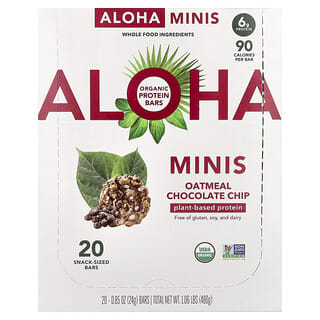 Aloha, Minibarras proteicas orgánicas, Avena y chips de chocolate, 20 barritas, 24 g (0,85 oz) cada una