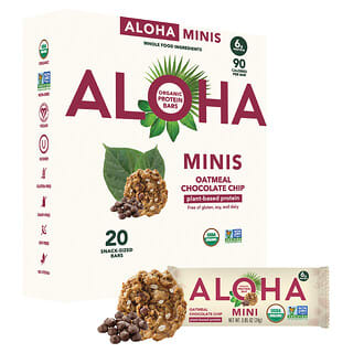 Aloha, Organic Protein Mini Bars, Oatmeal Chocolate Chip, 20 Bars, 0.85 oz (24 g) Each