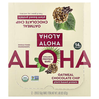 Aloha, Organic Plant Based Protein Bar Oatmeal Chocolate Chip, 12 Bars
